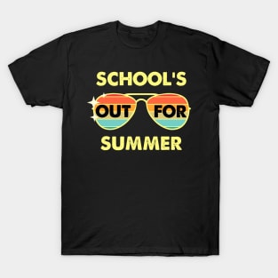 School's Out For Summer Retro Sunglasses Beach Vibes Summer Vacation Gift T-Shirt